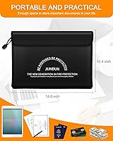 Vista 6 de JUNDUN Bolsa de documentos ignífuga con aislamiento térmico de 5200 ℉, bolsa de dinero impermeable e ignífuga de 14.0 x 10.4 pulgadas, bolsa