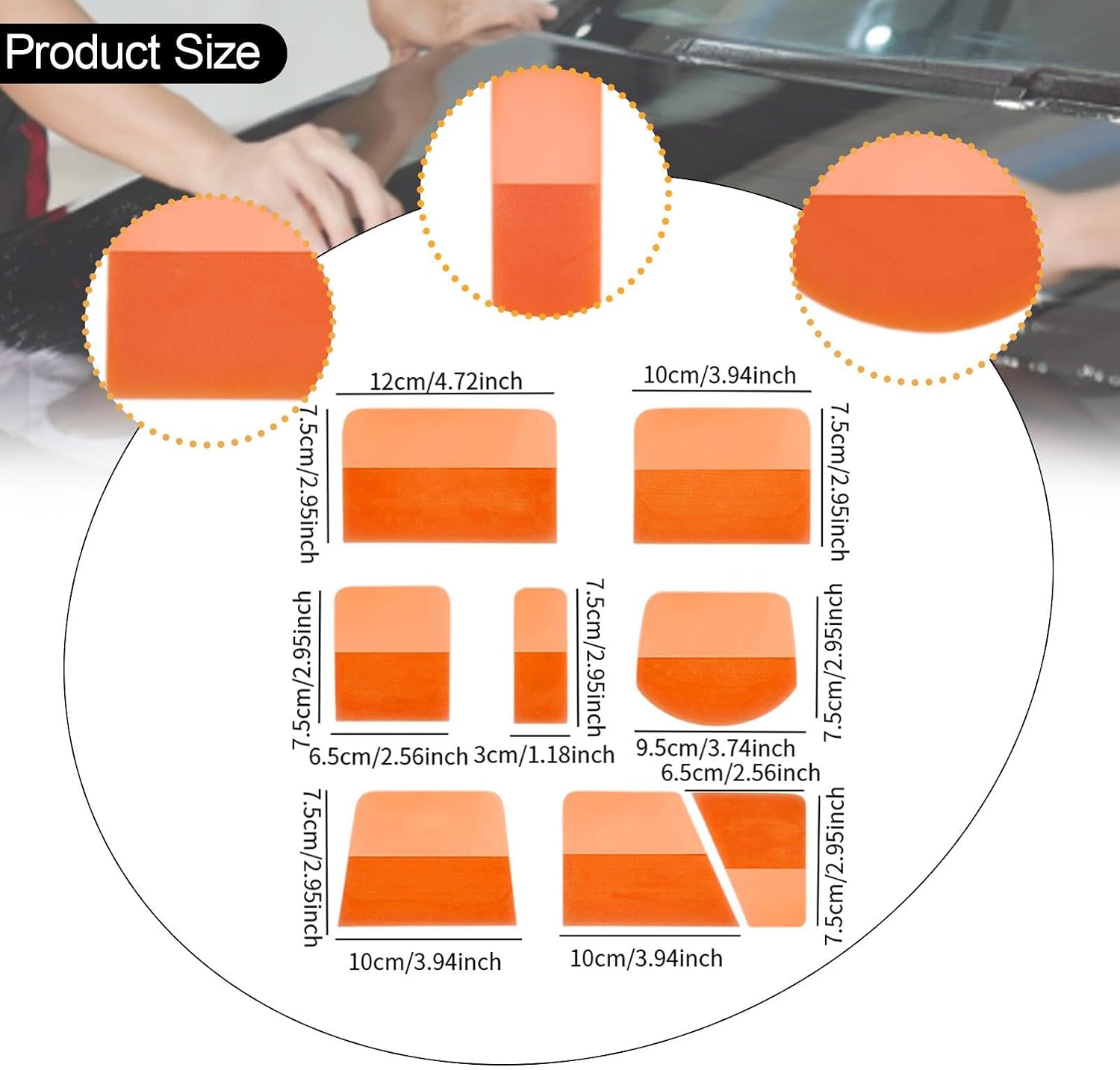 8x PPF Squeegees TPU Squeegees Portable for Vinyl Window Tint Tools for Graphic Decal Installations Mirror Water Wiping, Orange