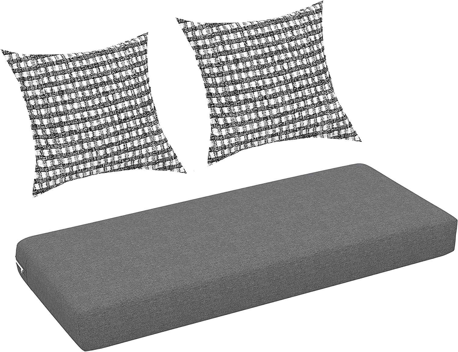 Creative Living Outdoor Bench/Settee/Swing Cushion with Two Patio Decorative Pillows, 42'', Grey