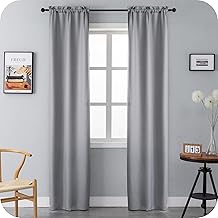GIRASOLE Coppia Tende Semi Oscuranti Tinta Unita Tenda Leggera per Soggiorno Camera Cameretta Balcone Finestra e Interni 2 Pannelli con Tasca (Grigio, 70x240cm)