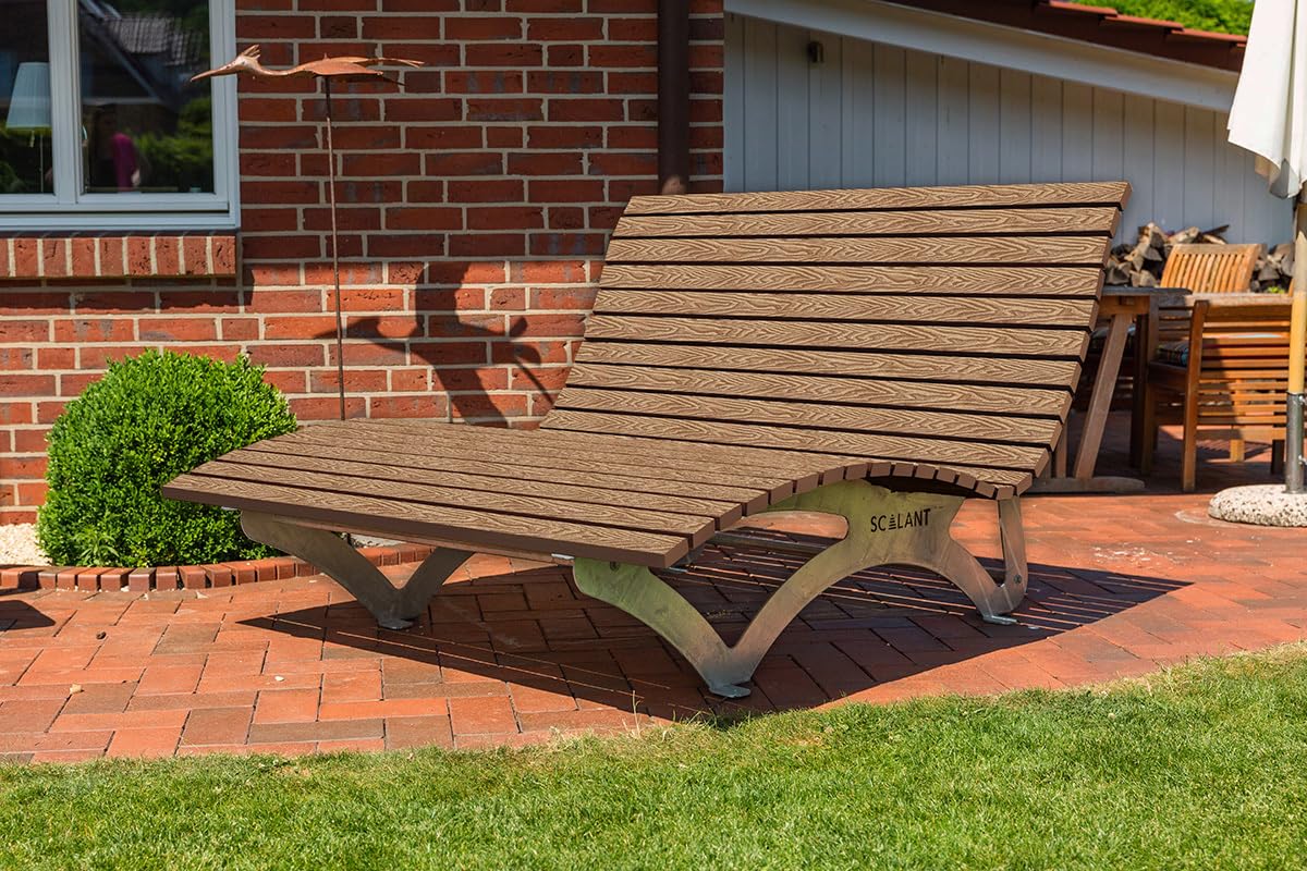 Waldsofa Classic Inkl. Auflage + Kissen (hellgrau), WPC-Latten, für 2-3 Personen, Sonnenliege, Außenliege, Wellenliege, Relaxliege, Liege für den Garten, feuerverzinkt