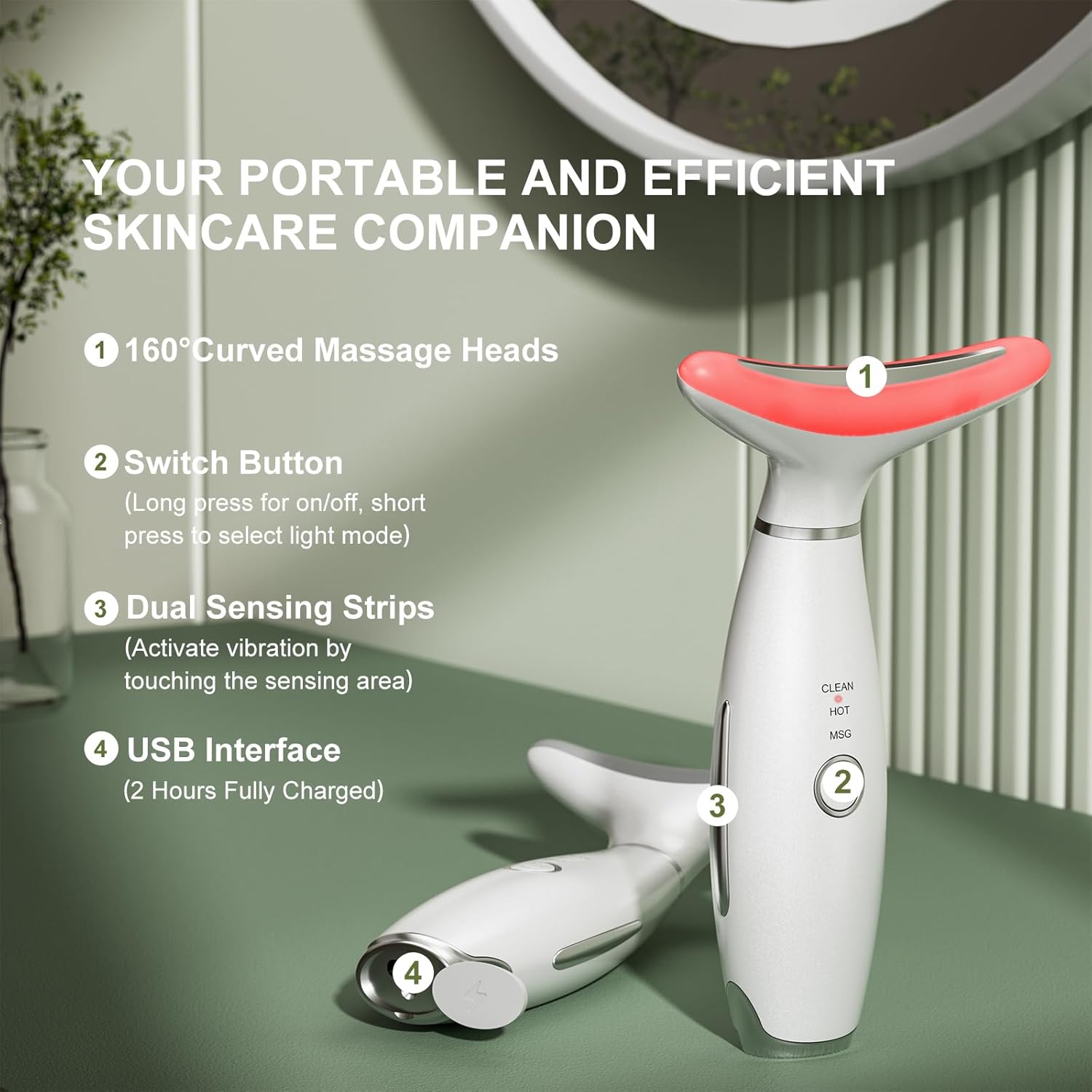 Red Light Therapy for Face, LED Face Massager Tool with Vibraion, Porable Facial Massager for Skin Care at Home, Wrinkle Reducer Face Sculpting ToolMicro-current Facial Beauty Device(Model AM-810W)