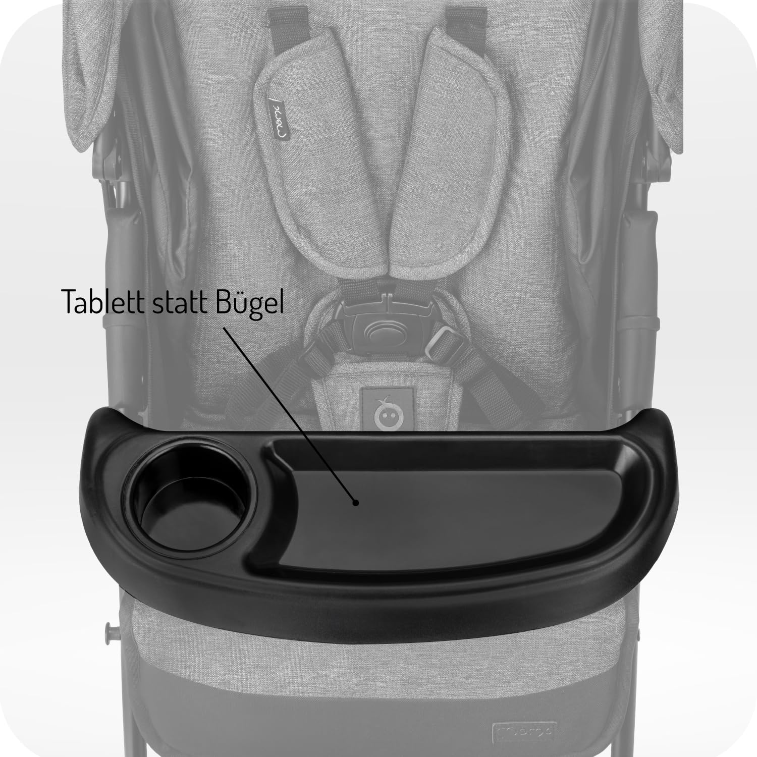 MoMi ISLA Kinderbuggy, Kinderwagen ab dem 6. Lebensmonat, bis 15 kg Körpergewicht, 5-Punkt-Sicherheitsgurt, Einkaufskorb, Fußsack, Getränkehalter, Snack-Tablett und Wickeltasche