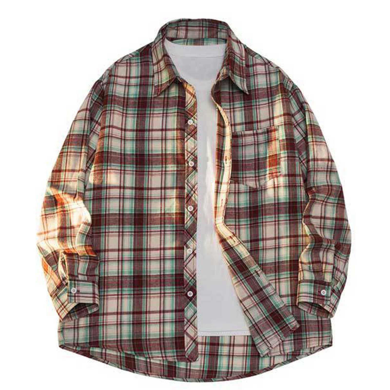 Genérico Camisa Manga Larga Hombre Camisas Manga Larga Hombre con Bolsillo Camisa Hombre Manga Larga Slim Fit Camisas de Algodón Informal con Bolsillo Regular Fit