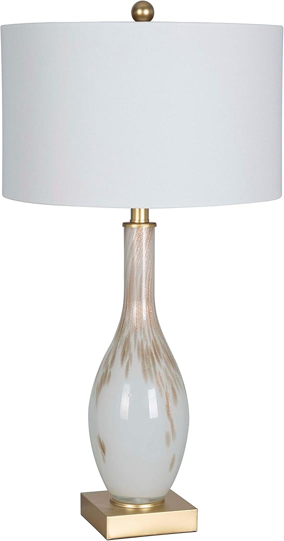 Lamps Per Se 28" Gold Glitter USB Table Lamp Set 28 White Modern