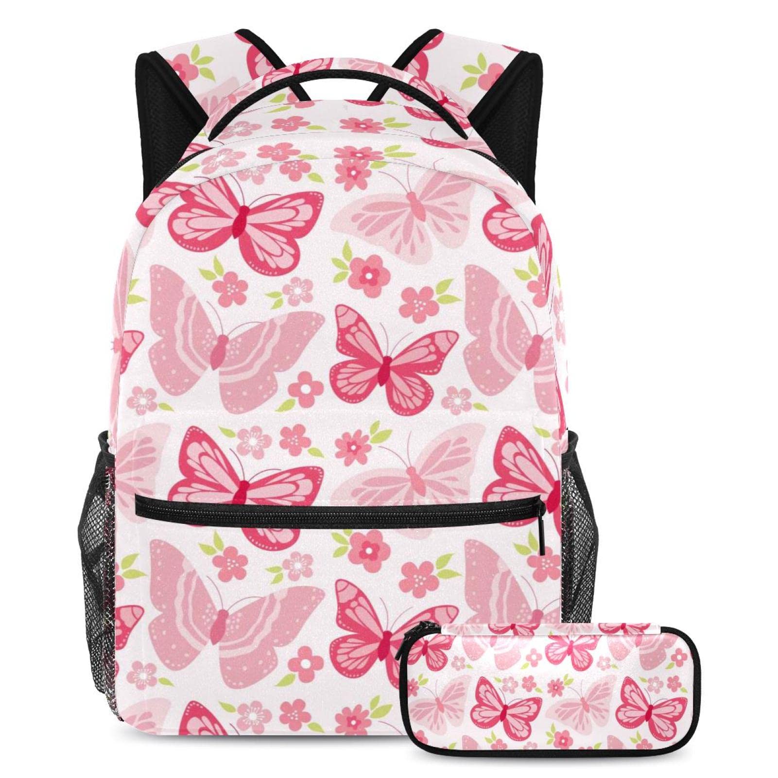 Sac à dos voyage papillons rose pour les cours et les sorties