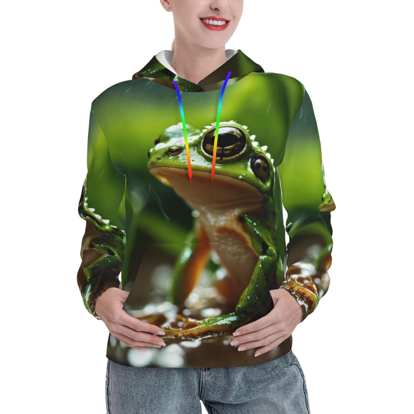 Sweat à capuche imprimé grenouille EdWal pour un pull confortable et ajusté - 8