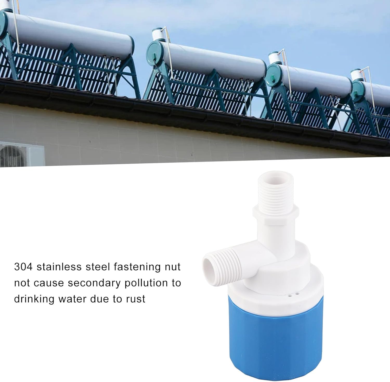 Yctze Nylon Automatic Valve for Solar Water Heaters, Water Level Control Valve Inside Type for Tank Tower (1/2)