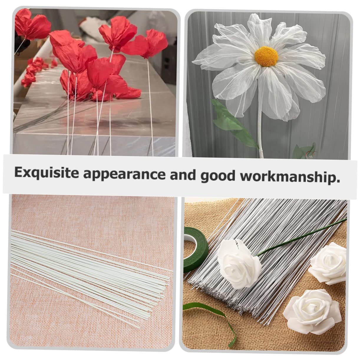 100 Pezzi Filo Floreale Verde - Steli In Ferro Per Fiori Artigianato, 35cm - Foto 10