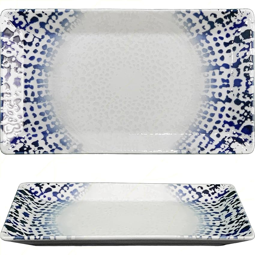 Sicignano | Set Piatto Portata Rettangolare in Porcellana Bianco con Decoro a Rilievo - Lavabile in Lavastoviglie, Adatto a Microonde, Resistente ai Tagli, Made in Italy (29x17,5 cm, 1 Pezzo)