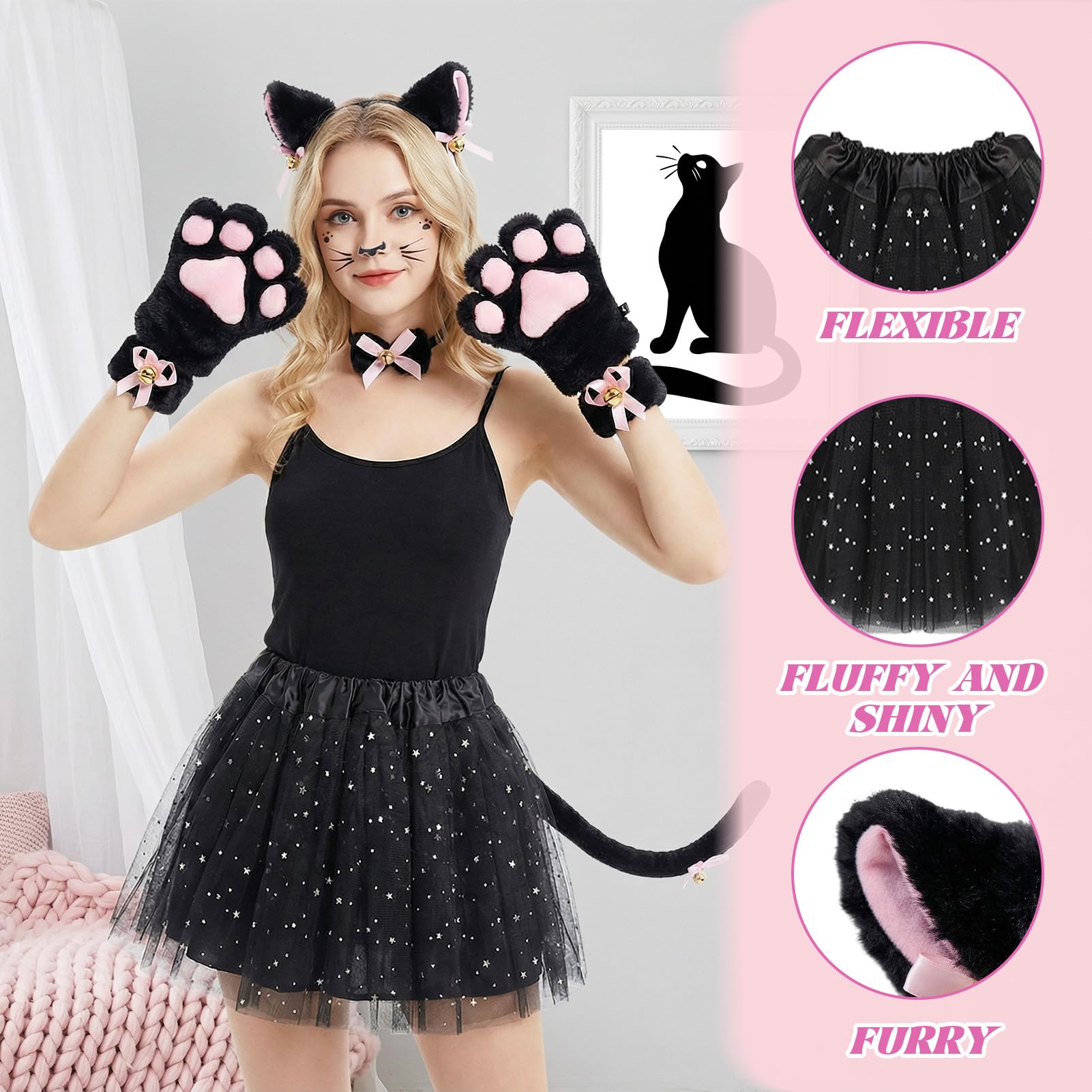 HarnyLoom 7 PCS Cat Costume Set Adult, Cat Cosplay Costume Set - Image 3