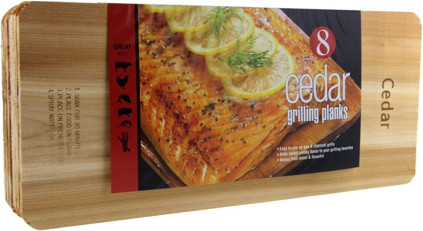 Coastal Cuisine Cedar Grilling Planks, Simply Soak, Smoke, & Serve- Designed for Moist & Flavorful Fish, Meat, and Veggies – Add Sweet-Smoky Flavor to your Grilling Favorites, 7x16” Set of 8