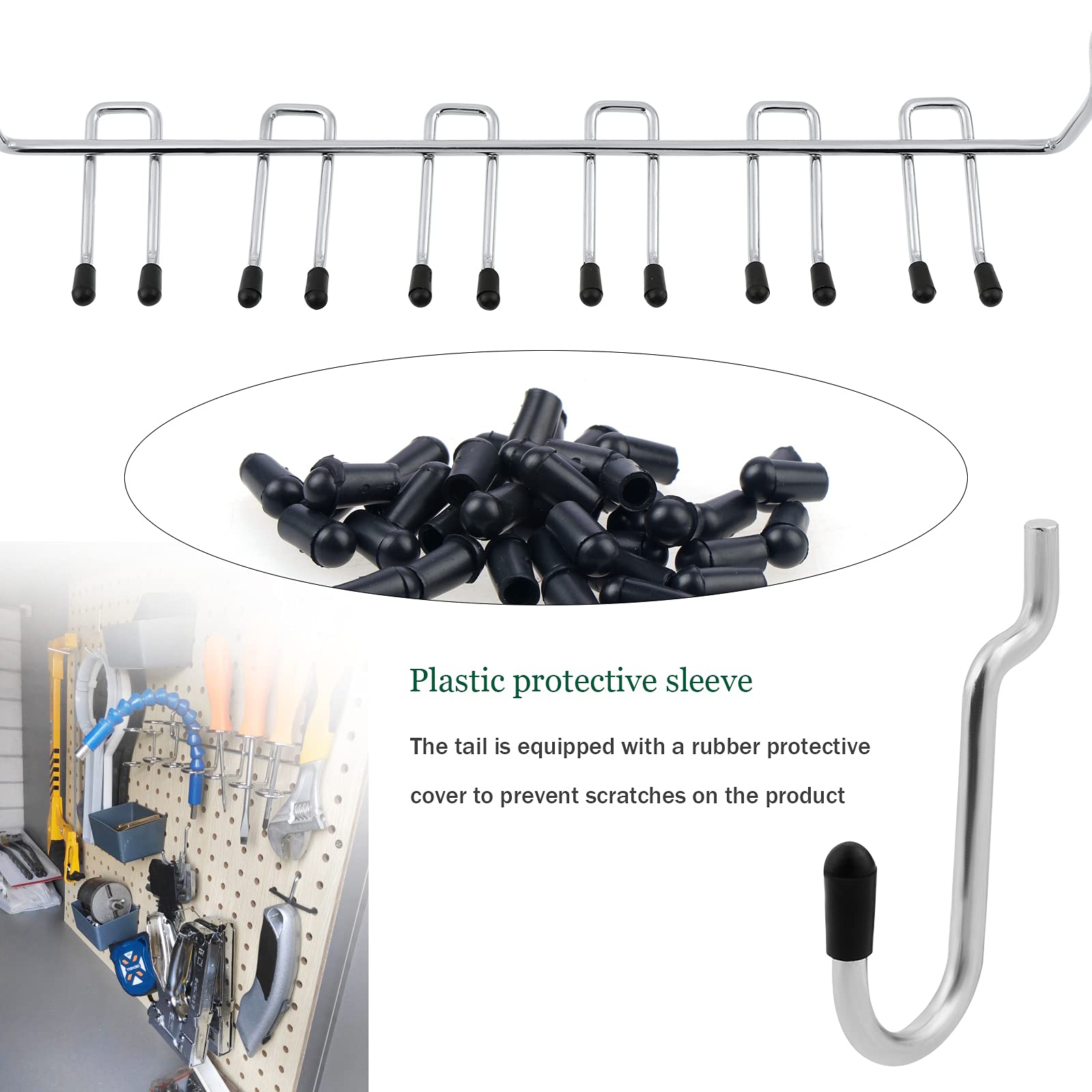 113 Pezzi Assortimento di Ganci per Pannello Forato, contenente 16 tipi diversi, Atrezzi Metallici