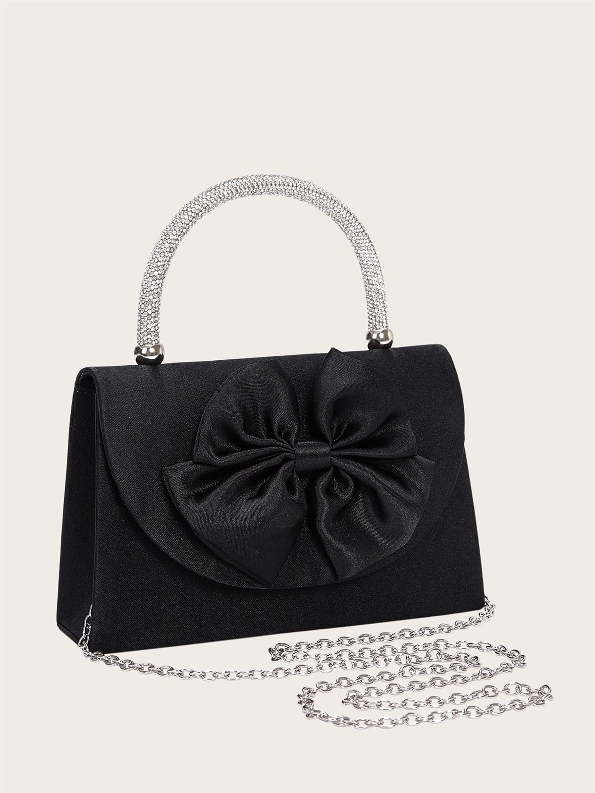 Bolso de mano de noche for mujer, bolso de mano con lazo de seda, bolso de mano con decoración, bolso de hombro cruzado, bolso de mano con asa y diamantes de imitación brillantes, bolso de mano for fi