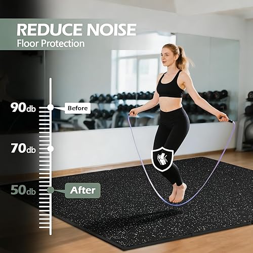 Miniatura 2 de Alfombrillas de goma entrelazadas de 24 pies cuadrados, suelo de ejercicio resistente para gimnasio en casa, levantamiento de pesas, yoga, sala de