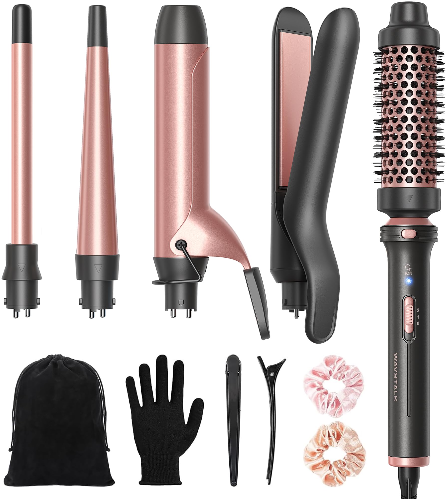 Wavytalk 5 in 1 Curling Iron with Thermal Brush and Flat Iron
