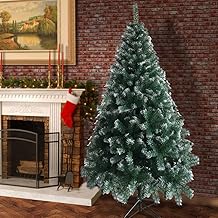 Uaste 6Ft/180CM Green Christmas tree with white snowflakes - with 650 Tips Artificial Christmas Home Decorations Decoration - Sturdy Metal Stand - Easy Assembly for Festive Home Decorations