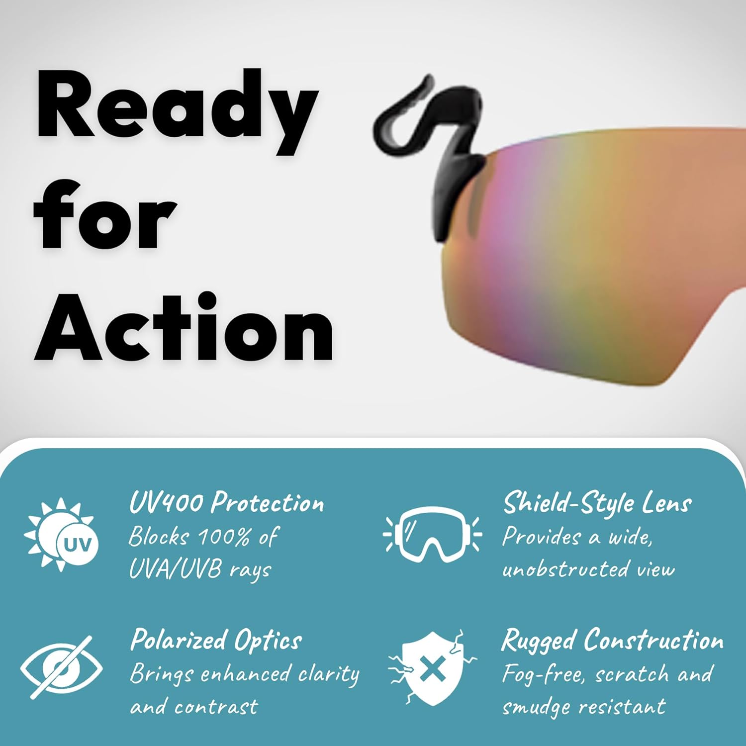 UNDERDOG Rocky Hat Clip-On Sunglasses, Polarized UV400 Lens, Lightweight, Glare Reduction for Golf, Hiking, Running, Outdoors