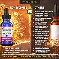 Vista 7 de HoneyCombs Vitamina B5 - Gotas líquidas de ácido pantoténico 500% DV líquido B5 Suplemento vegano Complejo de vitamina B Líquido de absorción rápida