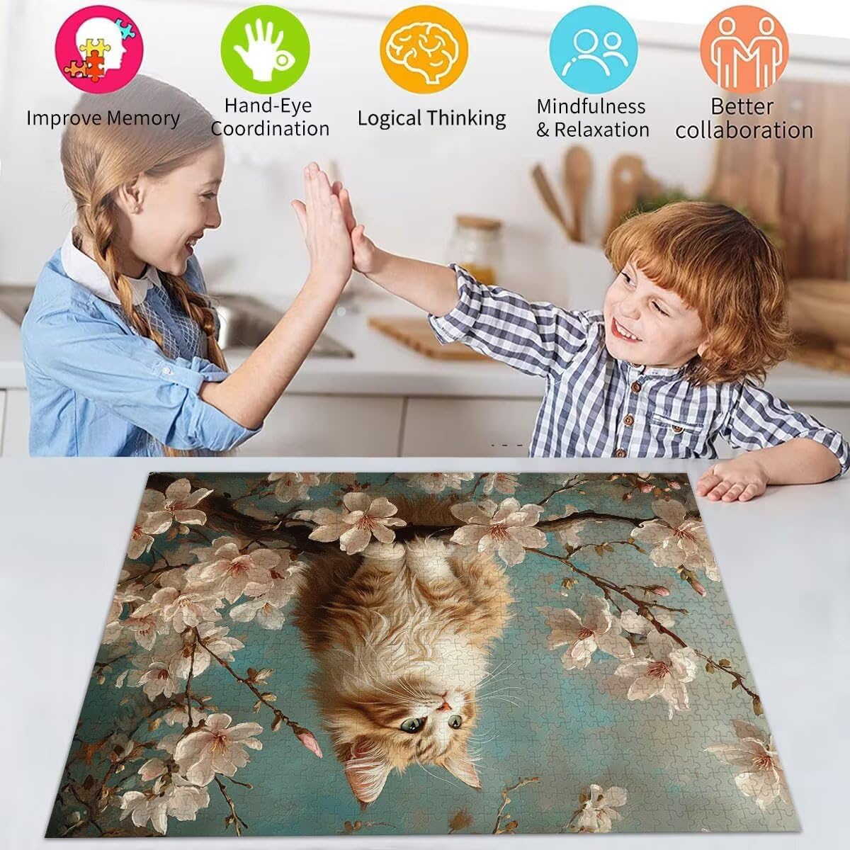 Puzzle Erwachsene 2000 Teile Katze Blume Educa Jigsaw für Kinder ab 8 Jahren Mädchen Jungen, Erwachsene Impossible Klassische Puzzles Schwer, Anspruchsvoll Spielspaß, Als Geschenke 70x99cm t-694