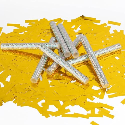 Miniatura 8 de BATTIFE Varitas de confeti de 7.8 pulgadas, palitos de papel de seda para bodas, aniversarios, fiestas de cumpleaños, color dorado (paquete de 8)