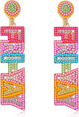 Teacher Earrings for Women Beaded Dangle Earrings Colorful Rhinestone Back To School Teacher Dangle Earrings Teacher Appreciation Gifts