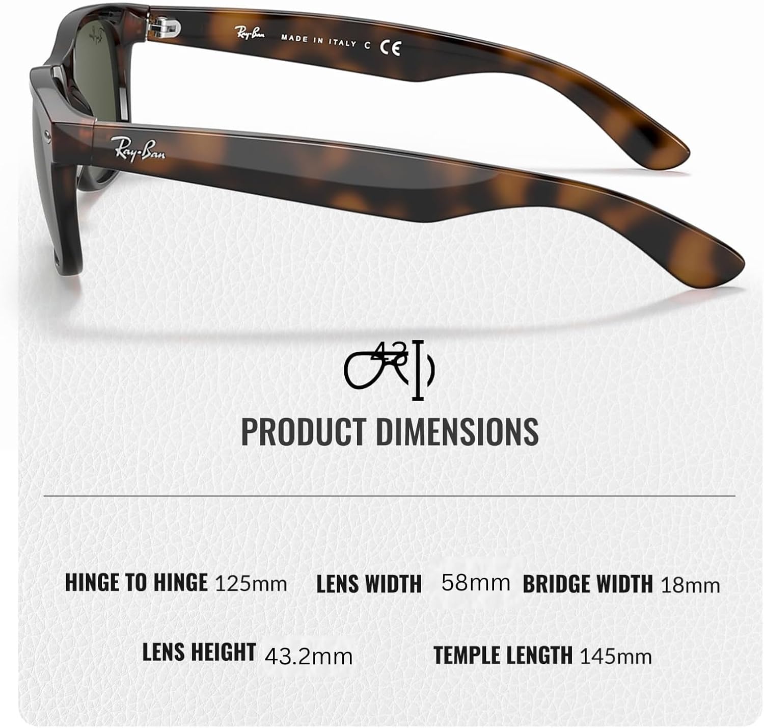 Ray-Ban RB2132 NEW WAYFARER CLASSIC Square Shaped Sunglasses for Men & Women with Official RAYBAN Eyewear Kit - Image 5