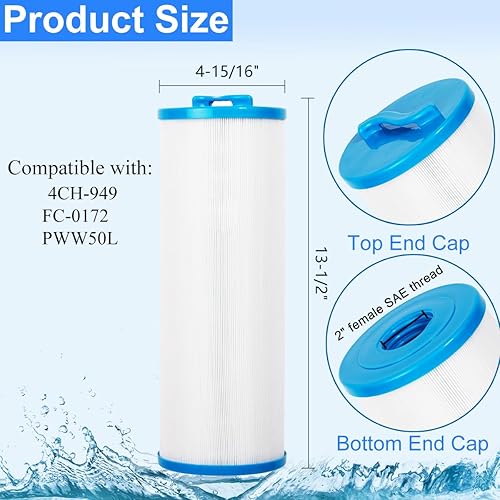 Miniatura 2 de Cartucho de filtro de spa reemplaza para Unicel 4CH-949, Filbur FC-0172, FC0172, PWW50L, 817-4050, AK-90091, 200702, SD-01143, Rising Dragon 50,