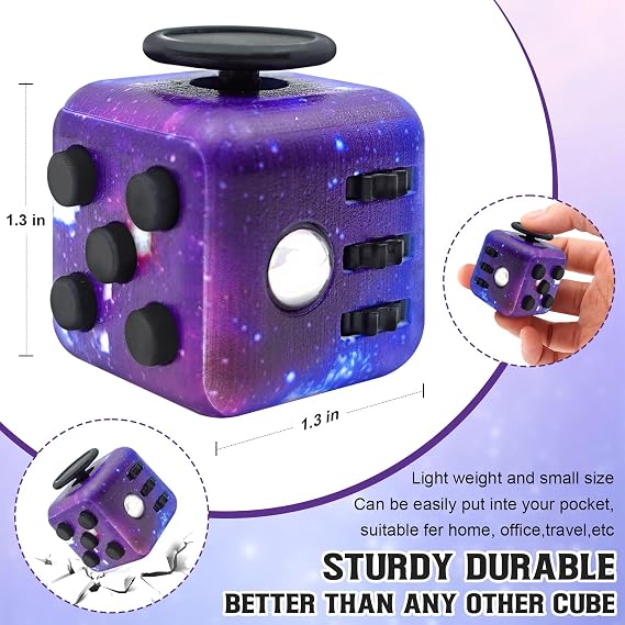 Fidget Toy Cube, Cube Fidget Anxiety Relief Toys for Adults and Kids | 6 Sided Cube Toy Fidget Hand-Held for Adults, Audible & Silent Fidget Toys Cubes for ADD/ADHD/OCD