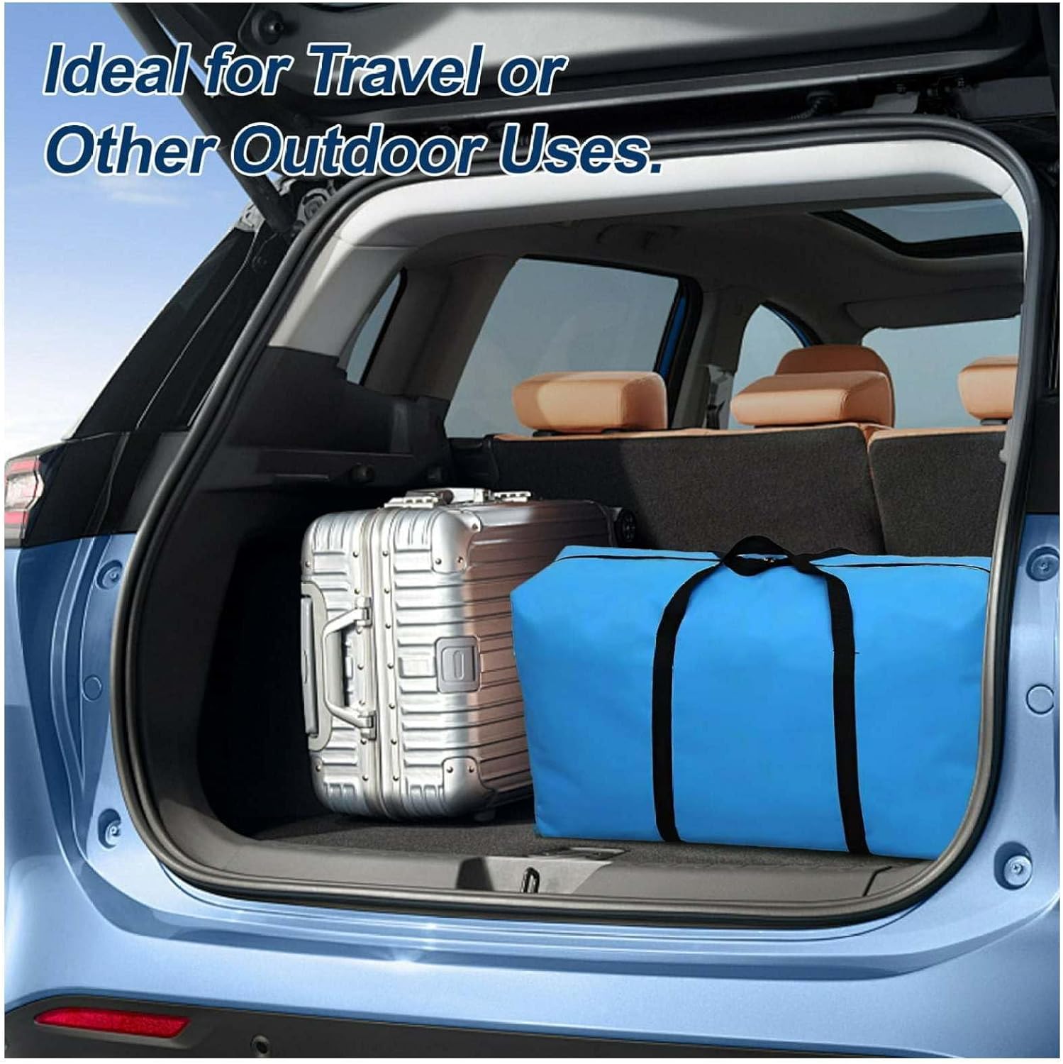 Heavy Duty Moving Bags - 8 Pack Large Storage & Moving Bags with Backpack Straps, Zippers & Handles - Durable Blue Storage Solution for Easy Packing