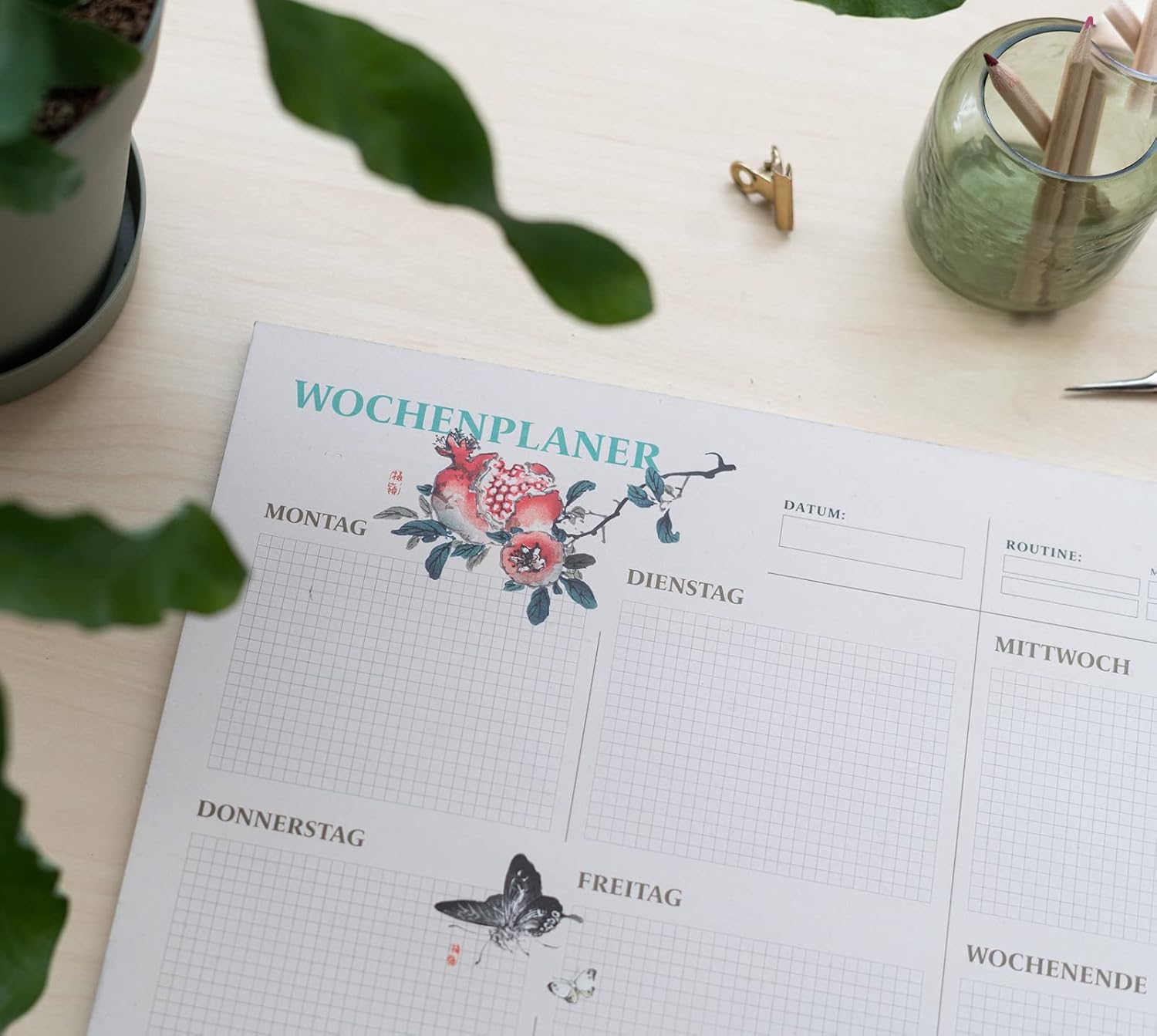 Grupo Erik German Version Japanese Art Weekly Planner A3 - Desk Calendar - Family Calendar - 54 Tear Off Pages - Desk Planner - Organiser Planner - Friends Gifts