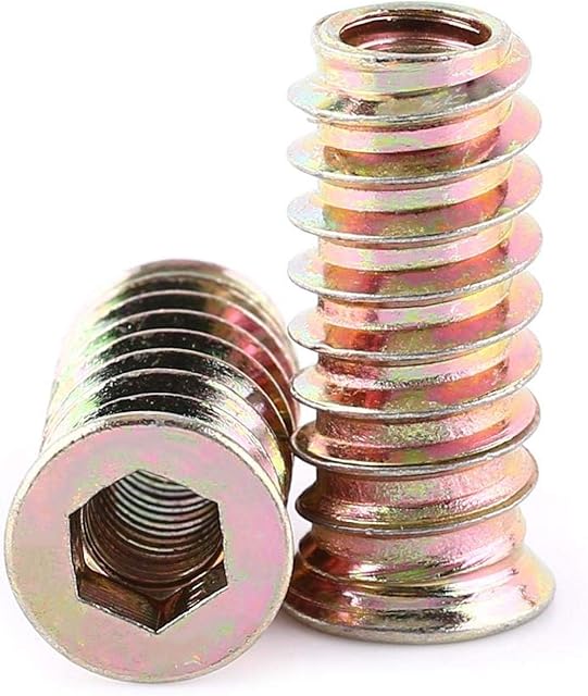 Hilitand Zinc Alloy Furniture Hex Drive Nut Pack of 20 Pcs M6/M8/M10 Threaded Insert Wood Insert Nuts Assortment (M6*25mm)