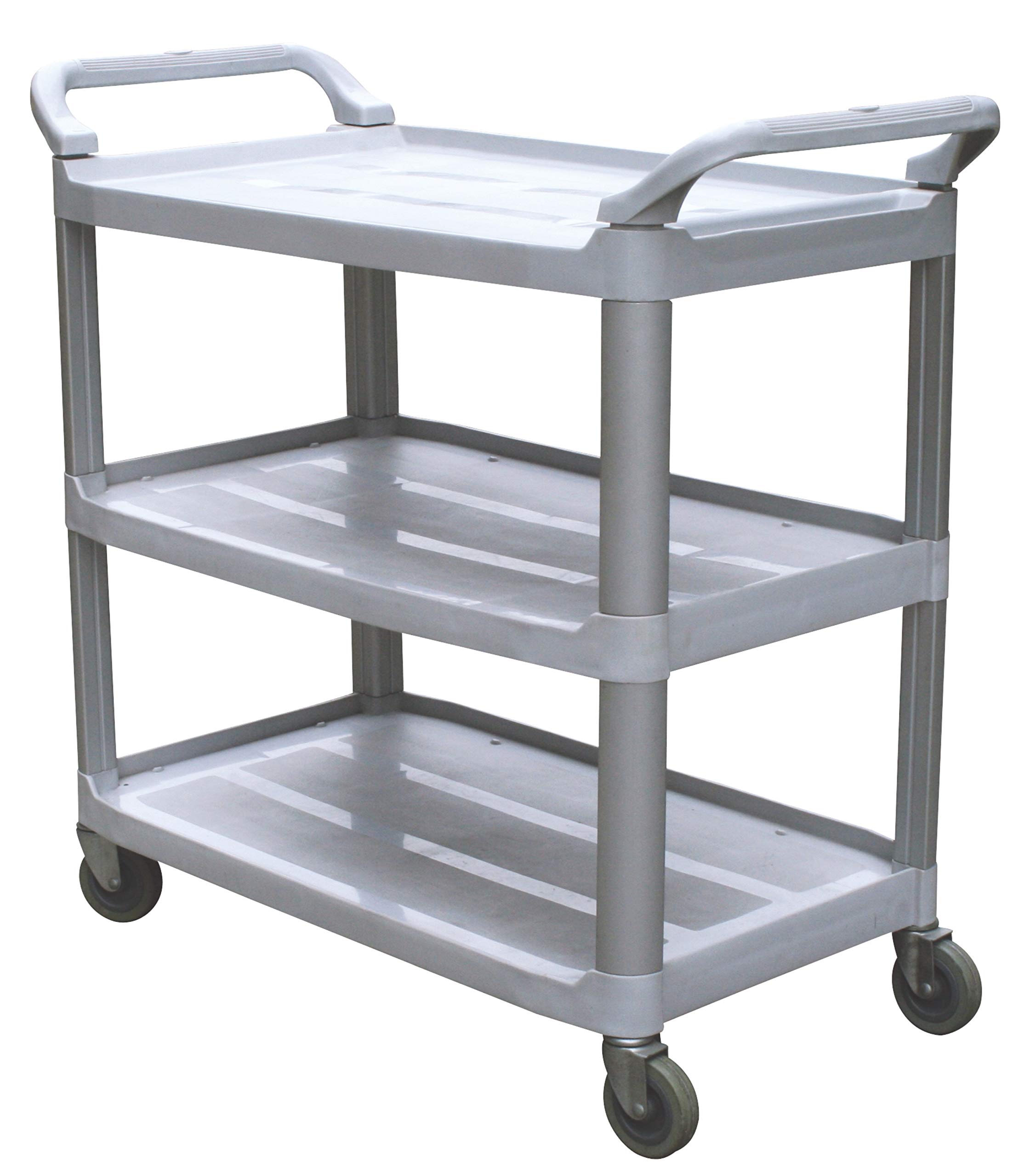 chiner Carro de Servicio 3 Niveles Gris | Polipropileno y aluminio anodizado, 4 ruedas giratorias, 2 asas ergonómicas, uso profesional