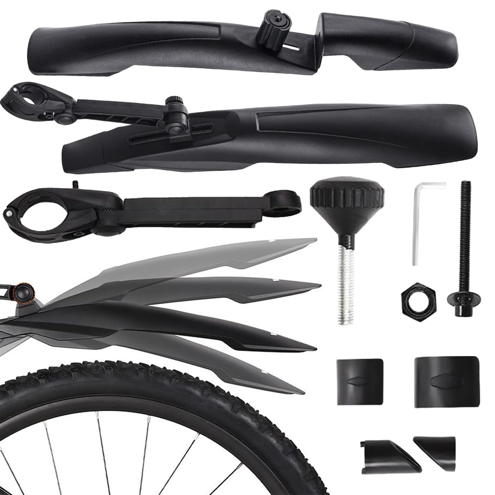 Guardabarros delantero y trasero de bicicleta de montaña en color negro 8