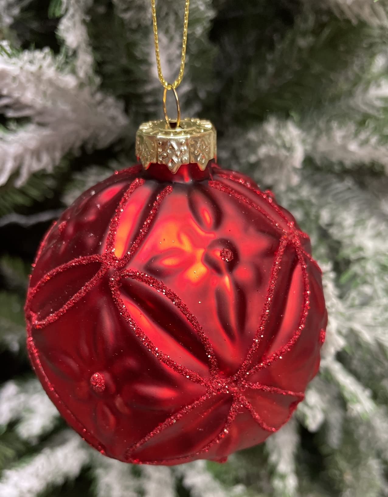 MC-Trend 12er Set edle Luxus Glas Weihnachtskugeln Ø 8cm Weihnachtsbaum Kugeln Christbaumkugeln Weihnachts Deko (ROT)