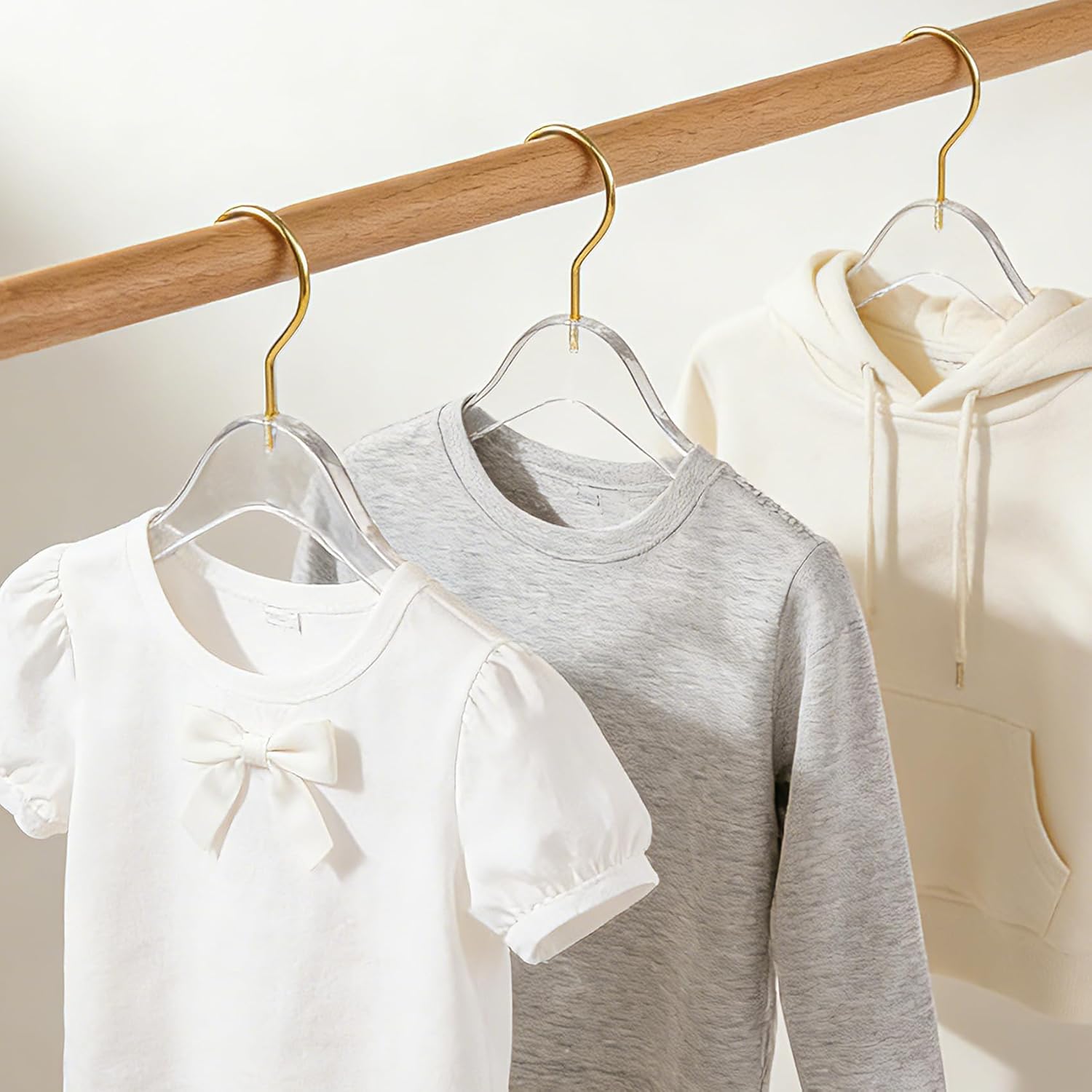 Acrylic Hangers Kids 30 Pack,12.6 Inch Luxury Clear Hangers for Baby Clothes,Child Gold Acrylic Hanger with Non Slip Shoulder