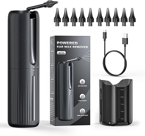 Herramienta de eliminación de cera de oído, limpiador de oídos eléctrico con 10 puntas para los oídos, impermeable, tipo C, recargable, seguro y