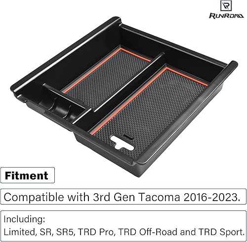 Miniatura 2 de Bandeja organizadora de consola central mejorada compatible con Toyota Tacoma 3 generación 2016-2022 2023, accesorios para monedas, materiales ABS,