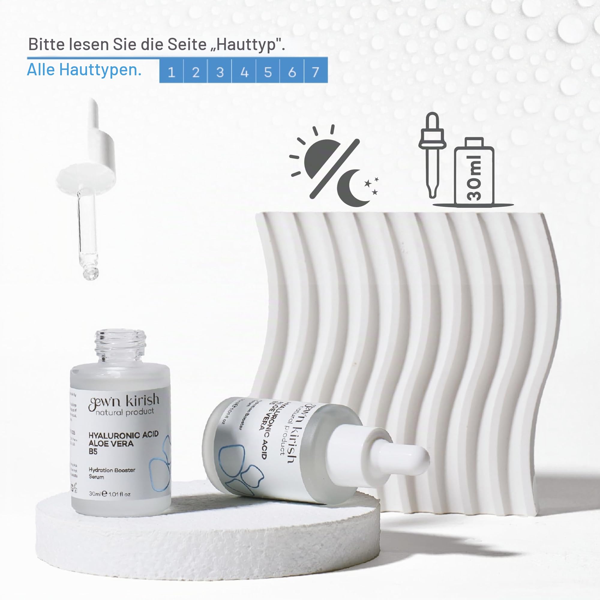 Hyaluron Serum Gesicht mit Vitamin B5 & Aloe Vera - Intensive Feuchtigkeit & Anti-Aging Gesichtspflege - Premium Hyaluron Serum hochdosiert für alle Hauttypen - Gesichtsserum Feuchtigkeit