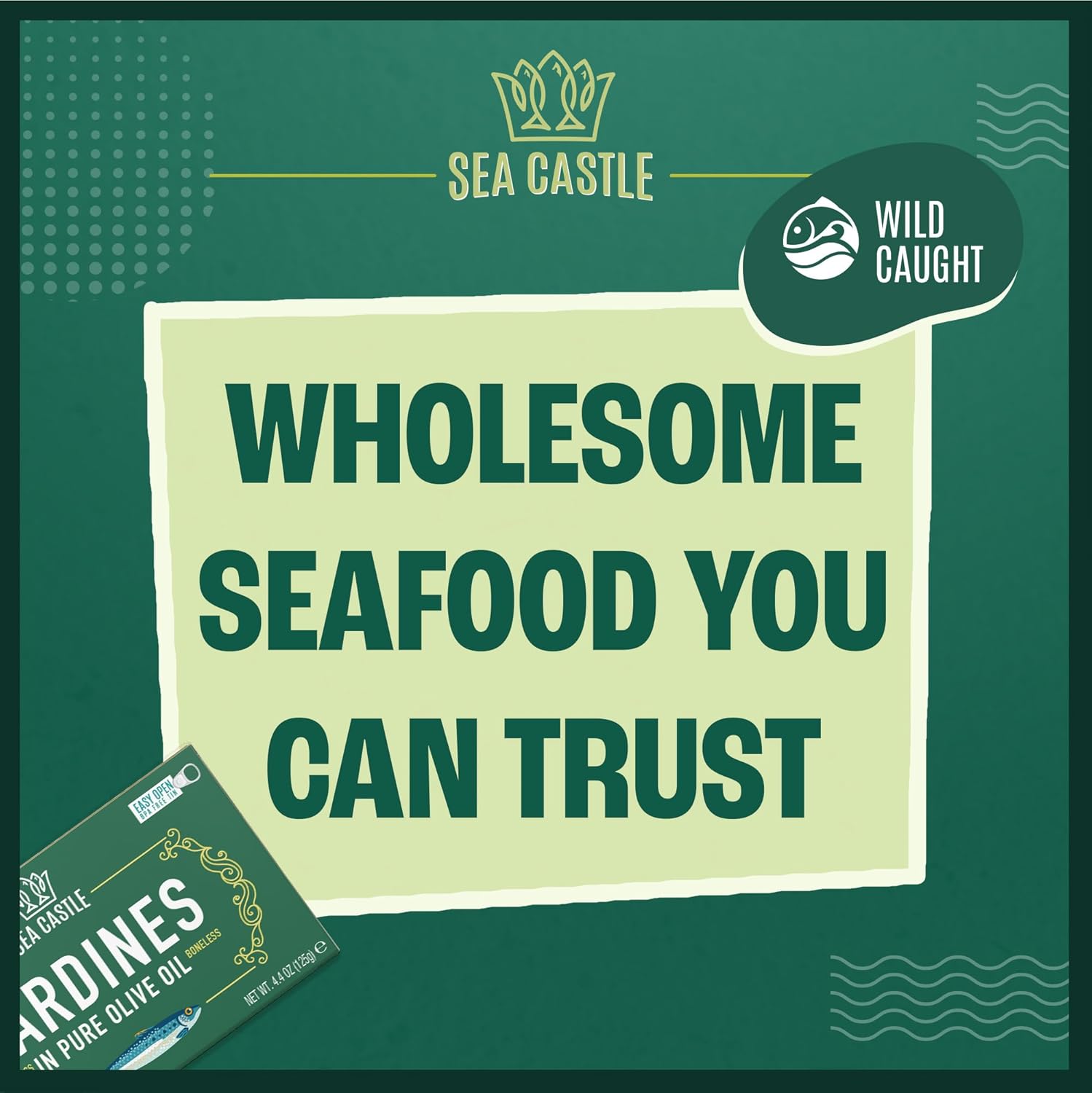 Sea Castle Skinless and Boneless Sardines Olive Oil, 4.4oz (6 Pack)