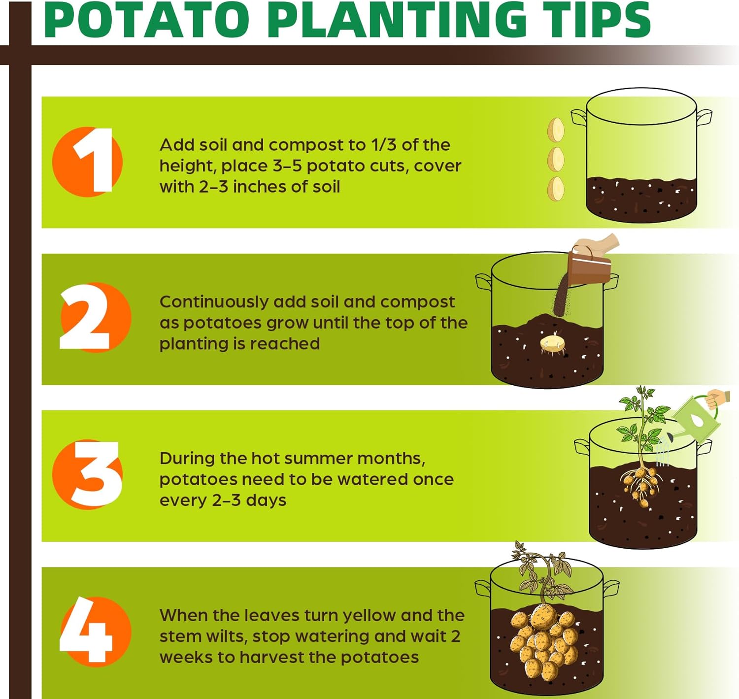 5 Pack 5 Gallon Grow Bags, Thickened Nonwoven Fabric Planter Pots with Handles, Heavy Duty 300G Garden Pots for Tomato, Potato and Vegetable - Image 6