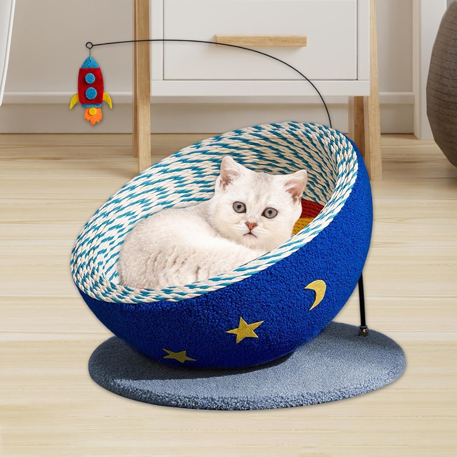 猫用爪とぎボード。楕円形の爪とぎボードと快適な猫用ベッド。室内用 