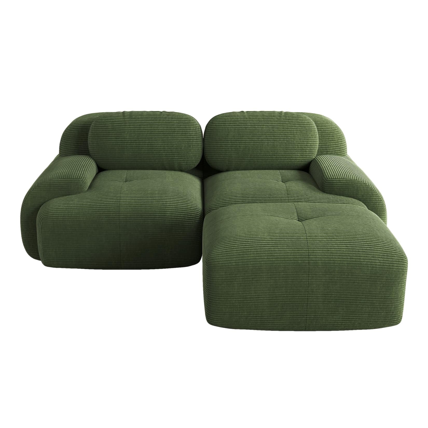 Canapé 2 Places en Velours Côtelé,Canapé Modulable avec 1 Pouf | Accoudoirs Incurvés et Dessou Antidérapant,Rembourrage très élastique,aucun assemblage requis,pour Salon,Chambre