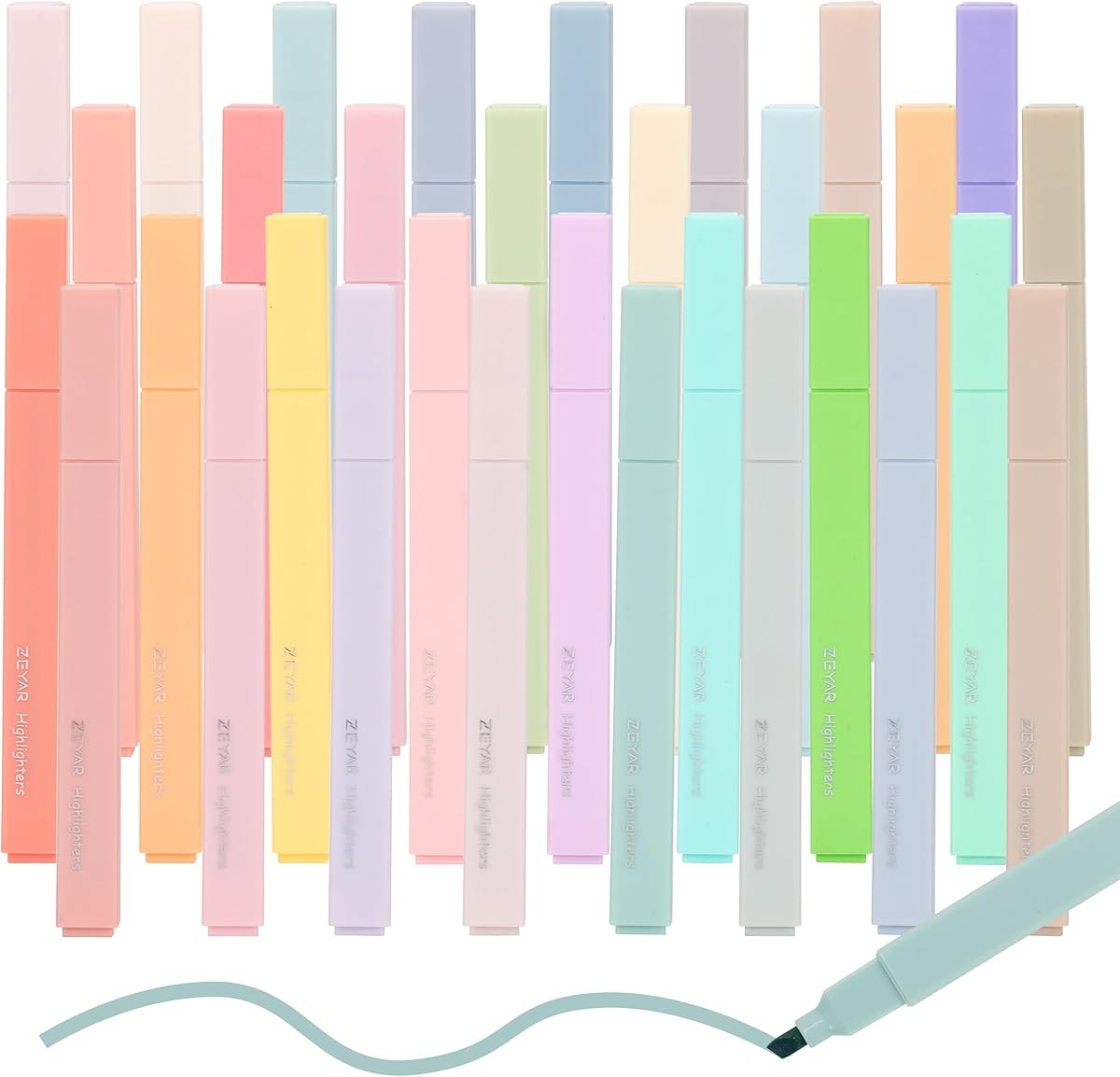 ZEYAR Aesthetic Cute Highlighter Pens, Cream colors, Chisel Tip, Water Based, Quick Dry, No Bleed for bible, four seasons color series (Four seasons 32 Colors)