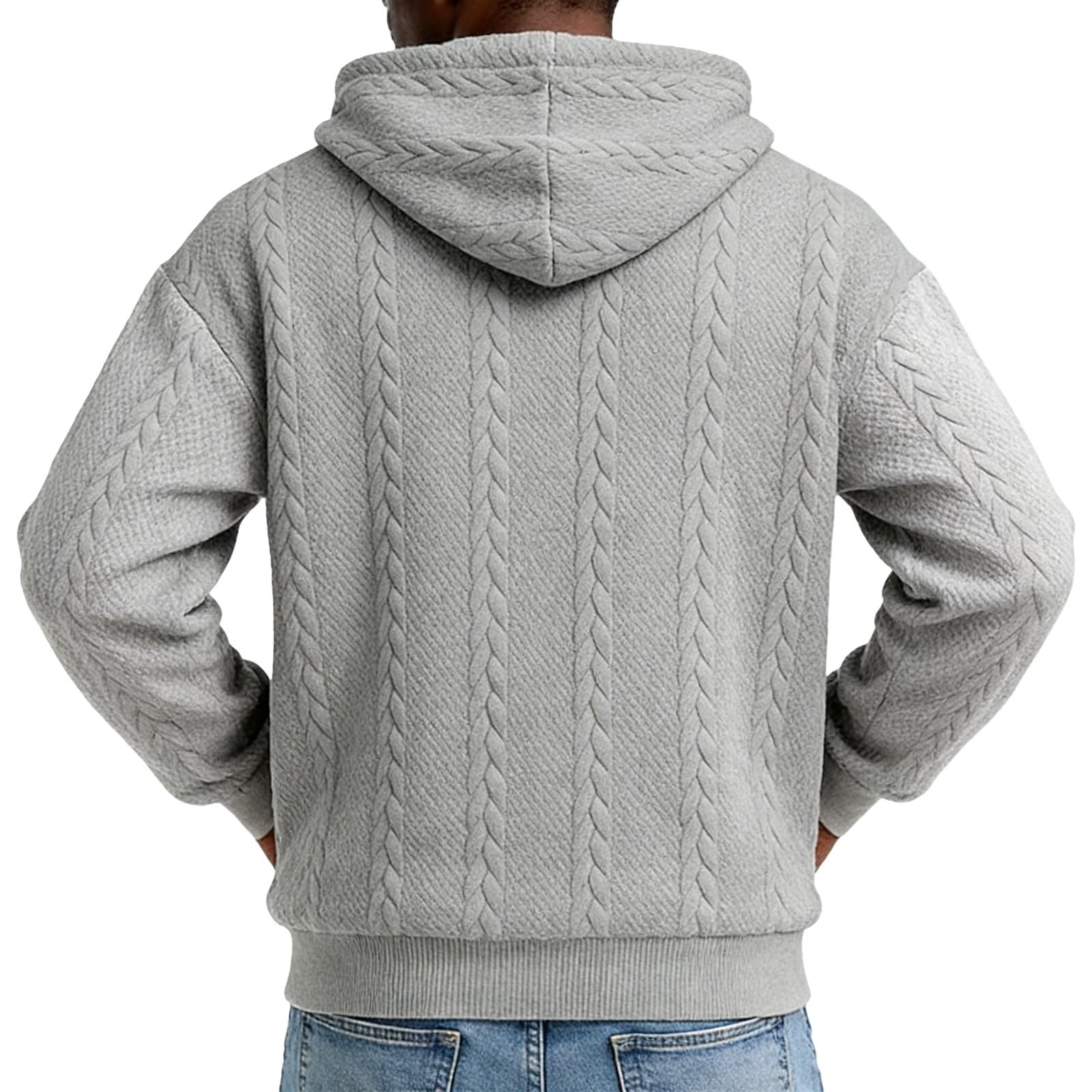Chunotu - Felpa da uomo con cappuccio e cerniera a un quarto | Tinta unita Manica Lunga Coulisse Maglioni Con Tasche Texture Atletica Allenamento Caldo Maglione Abbigliamento