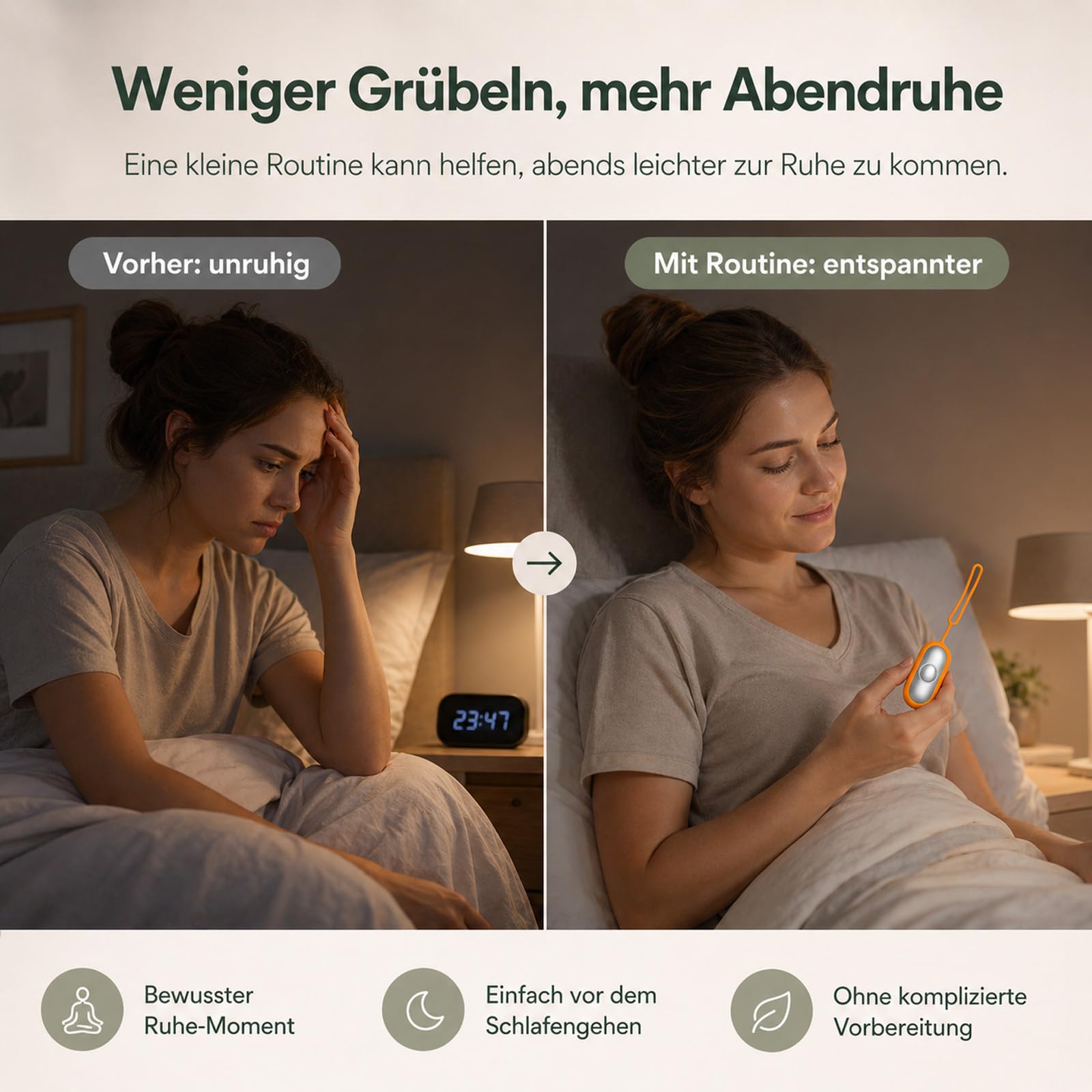 Calmbeez Gerät mit USB Aufladung für Entspannung und besseren Schlaf, tragbar, kompakt, Grün