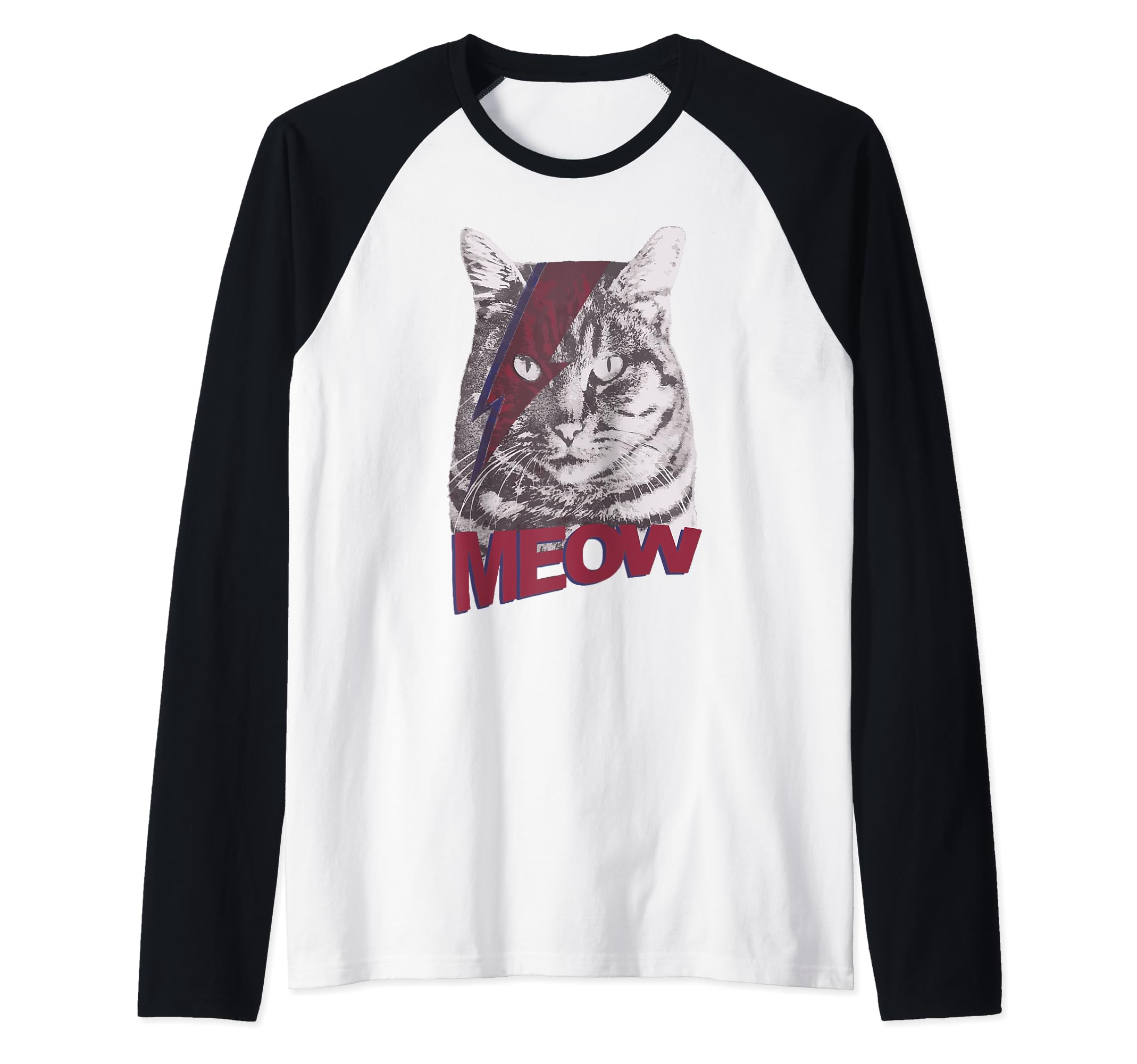 Cat Meow Rock And Roll Rockin Glam Make Up Funny Raglan Baseball Tee