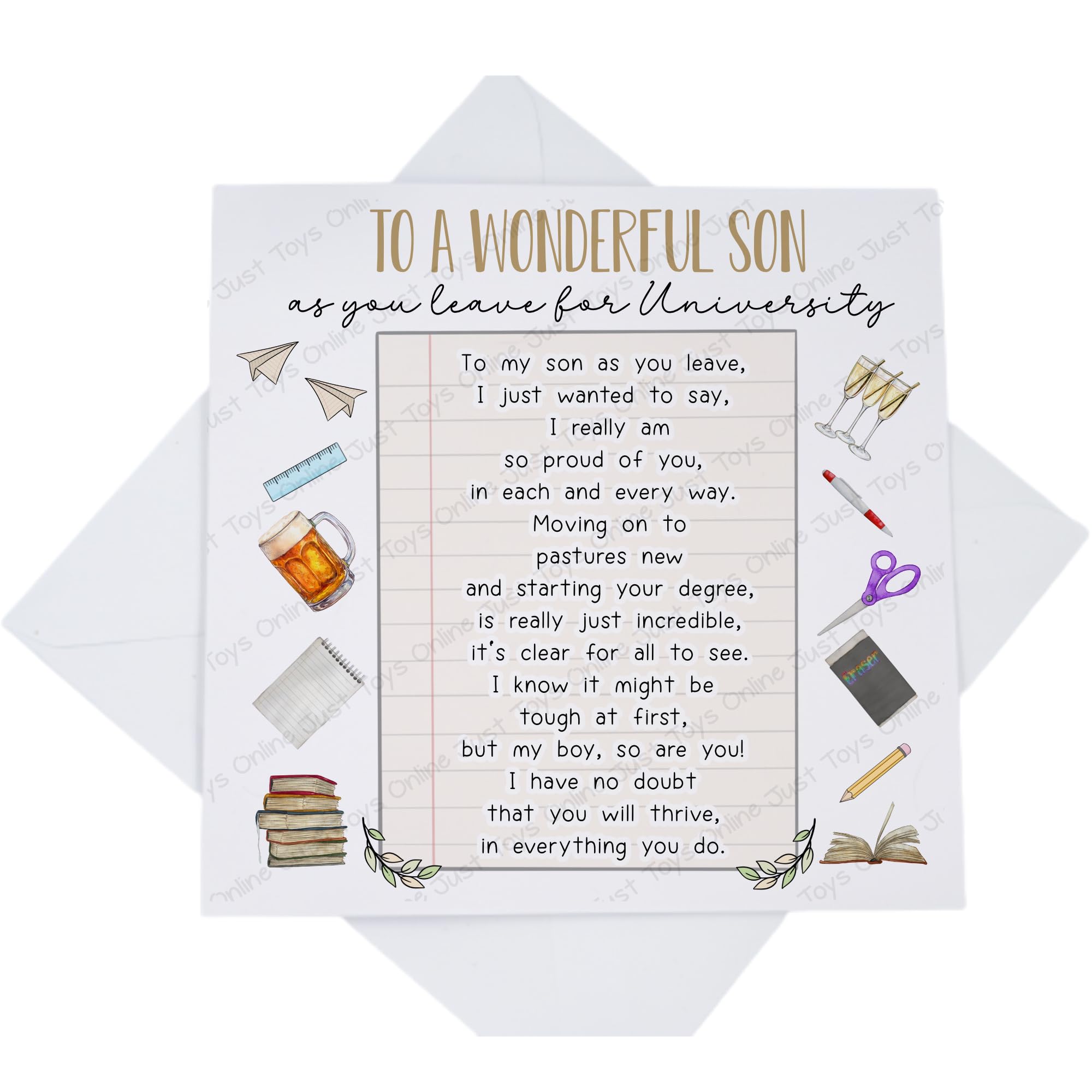 Going to University Card for Son, Leaving for Uni Card, Moving Away Good Luck Poem Verse