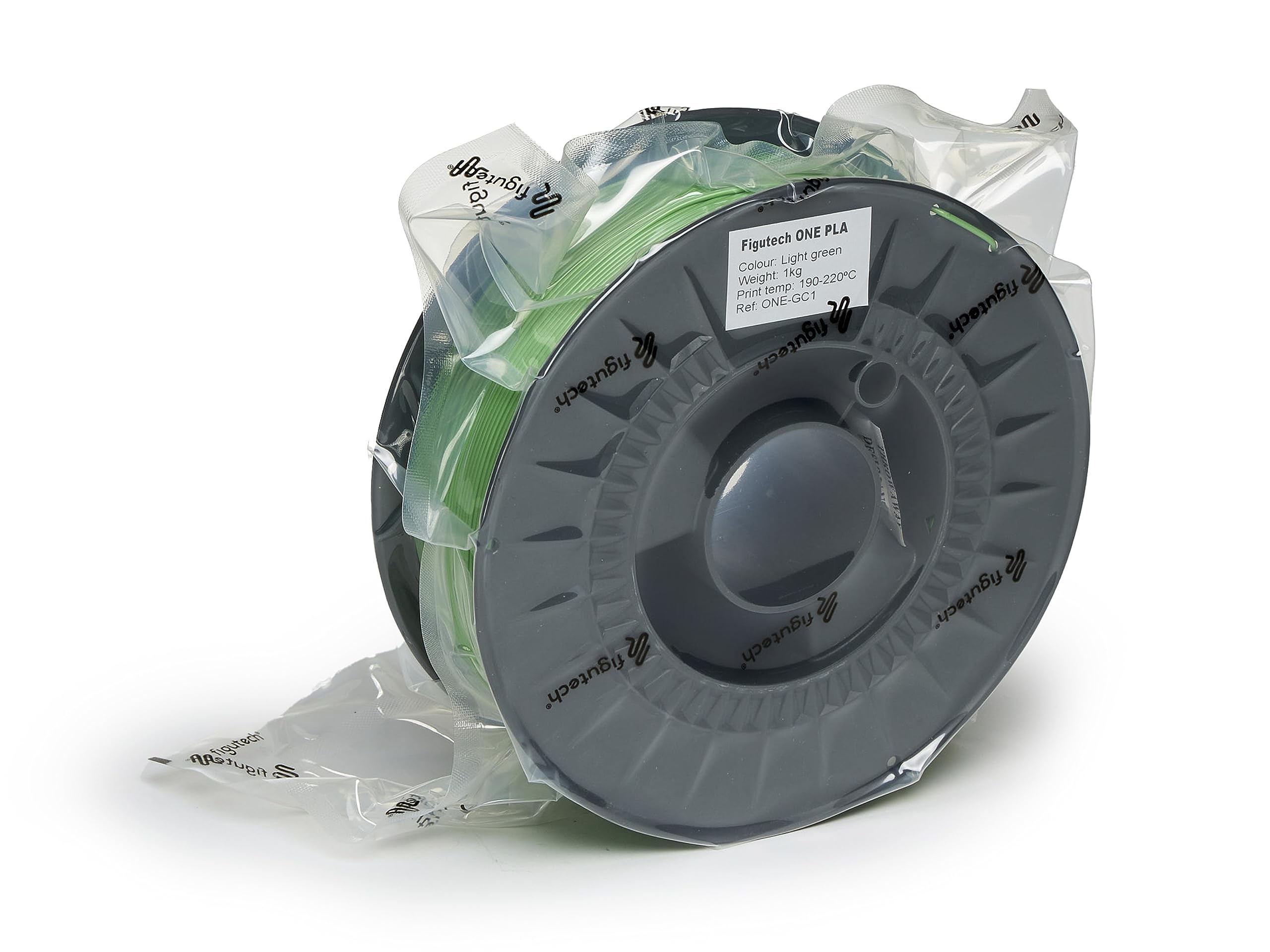 Filament PLA 1,75 mm 1 kg jasnozielony, filament 3D figutech ONE, dokładność +/- 0,02 mm, PLA zoptymalizowany do drukarki 3D, wysoka przyczepność i wytrzymałość, poprawiona płynność