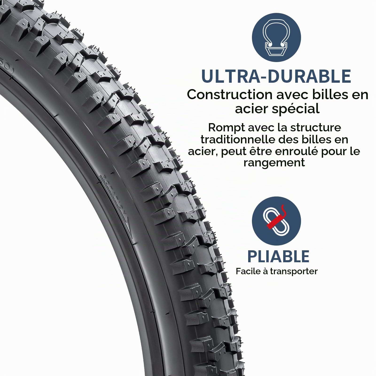 YUNSCM 2-PCS 26 Pouces Montagne Vélo pneus 26x2.40/58-559 Compatible with Vélo 26x2.35 26x2.40 Bike pneus (Y-1223)